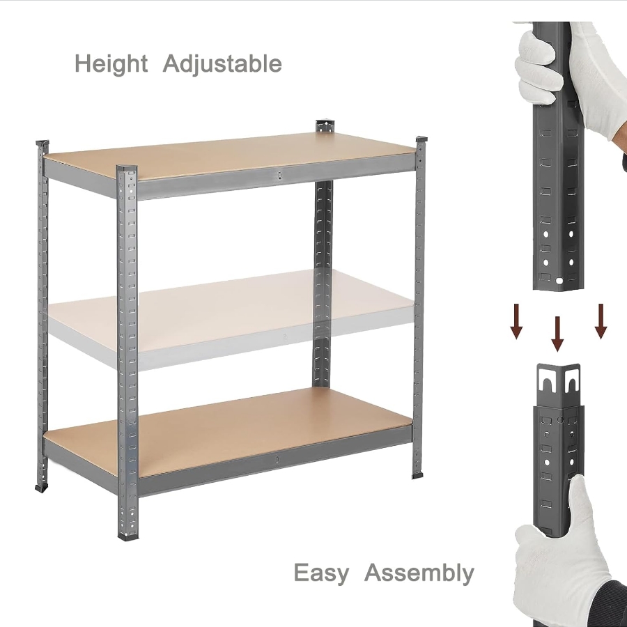 Rack de chapa galvanizada com painel de placa de MDF